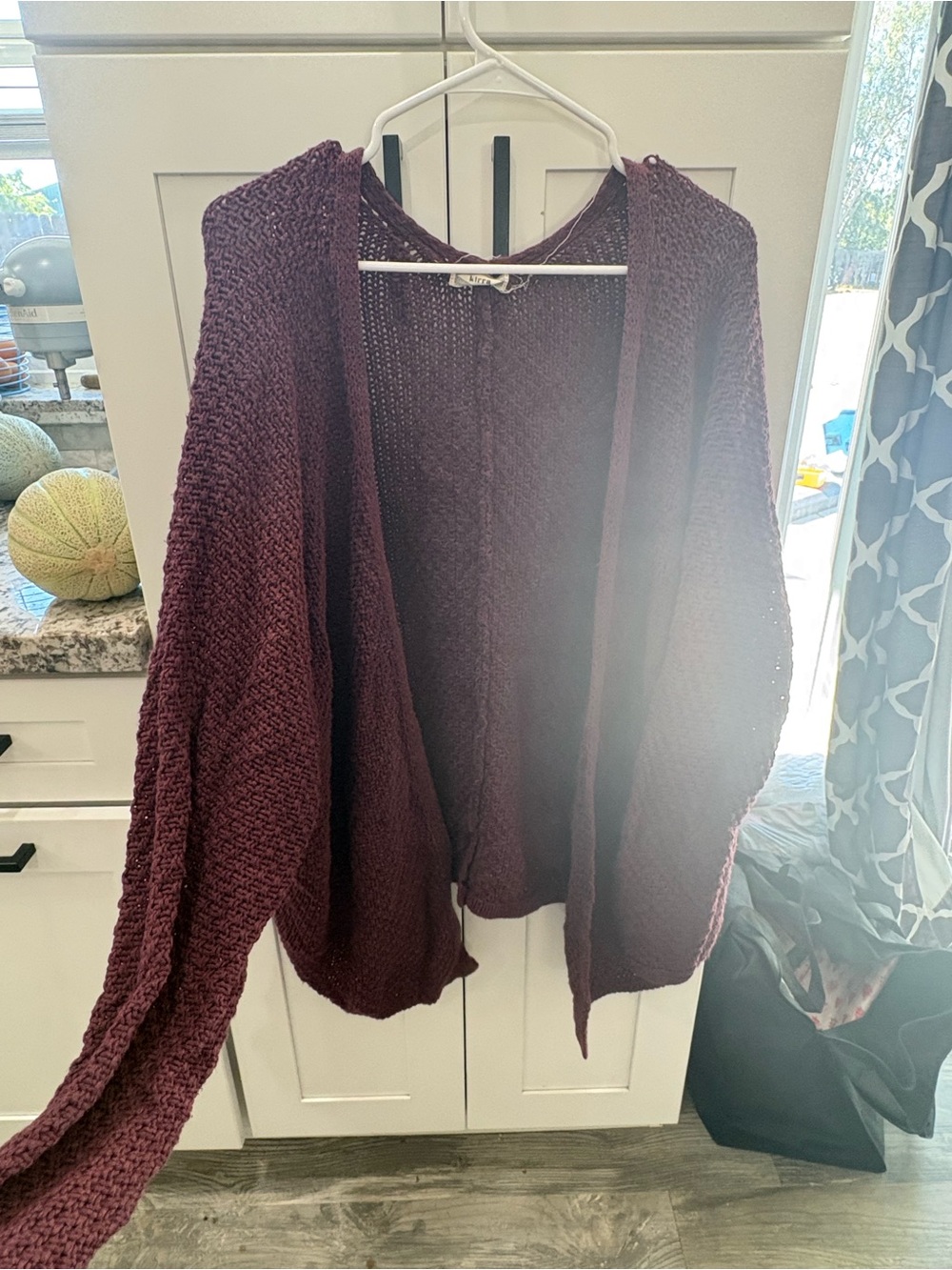 Kirra Open-Front Chunky Knit Cardigan - Wine/Burgundy